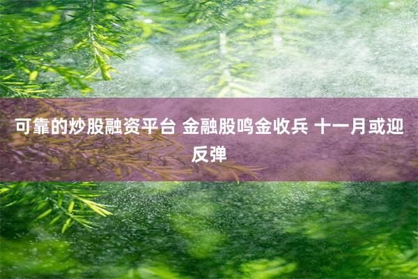 可靠的炒股融资平台 金融股鸣金收兵 十一月或迎反弹