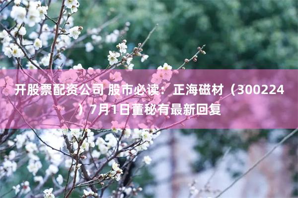 开股票配资公司 股市必读：正海磁材（300224）7月1日董